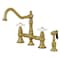 Kingston Brass KS3277PXBS Restoration 8" Bridge Kitchen Faucet W/Sprayer, Brass KS3277PXBS - alternate 1